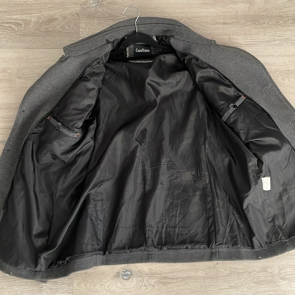 Men’s Grey Pea Coat - Picture 4 of 4